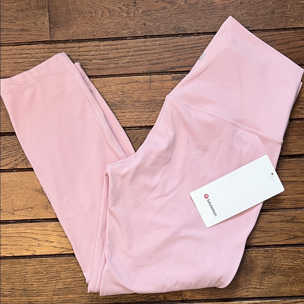 lululemon athletica pink haze align leggings size 8, hemmed 24 inches long